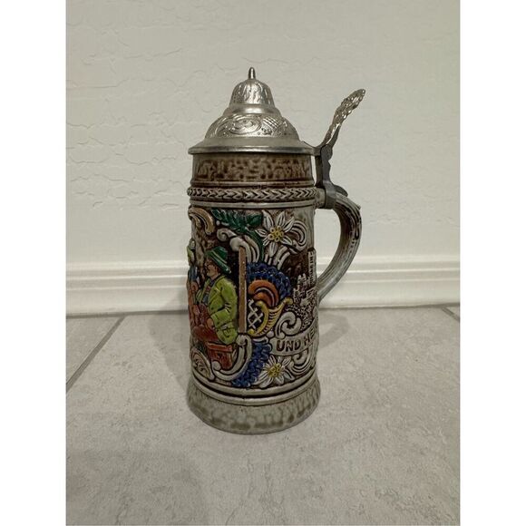Vintage Gerz Multicolor Lidded West Germany Drinking Beer Stein OS - Picture 2 of 8